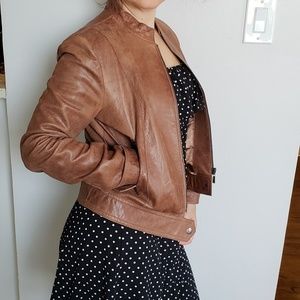 Aldo brown moto leather jacket